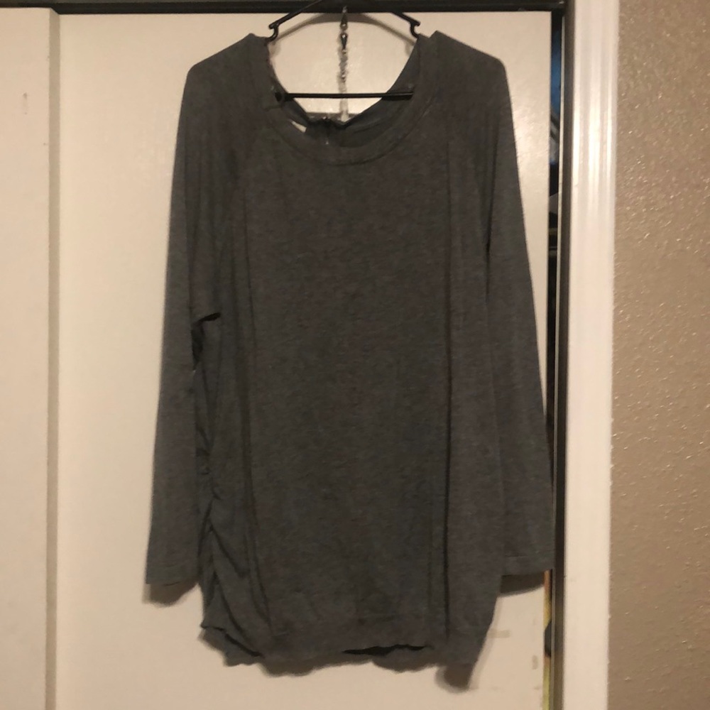 Plus Size Grey Sweater with Accent Zipper
